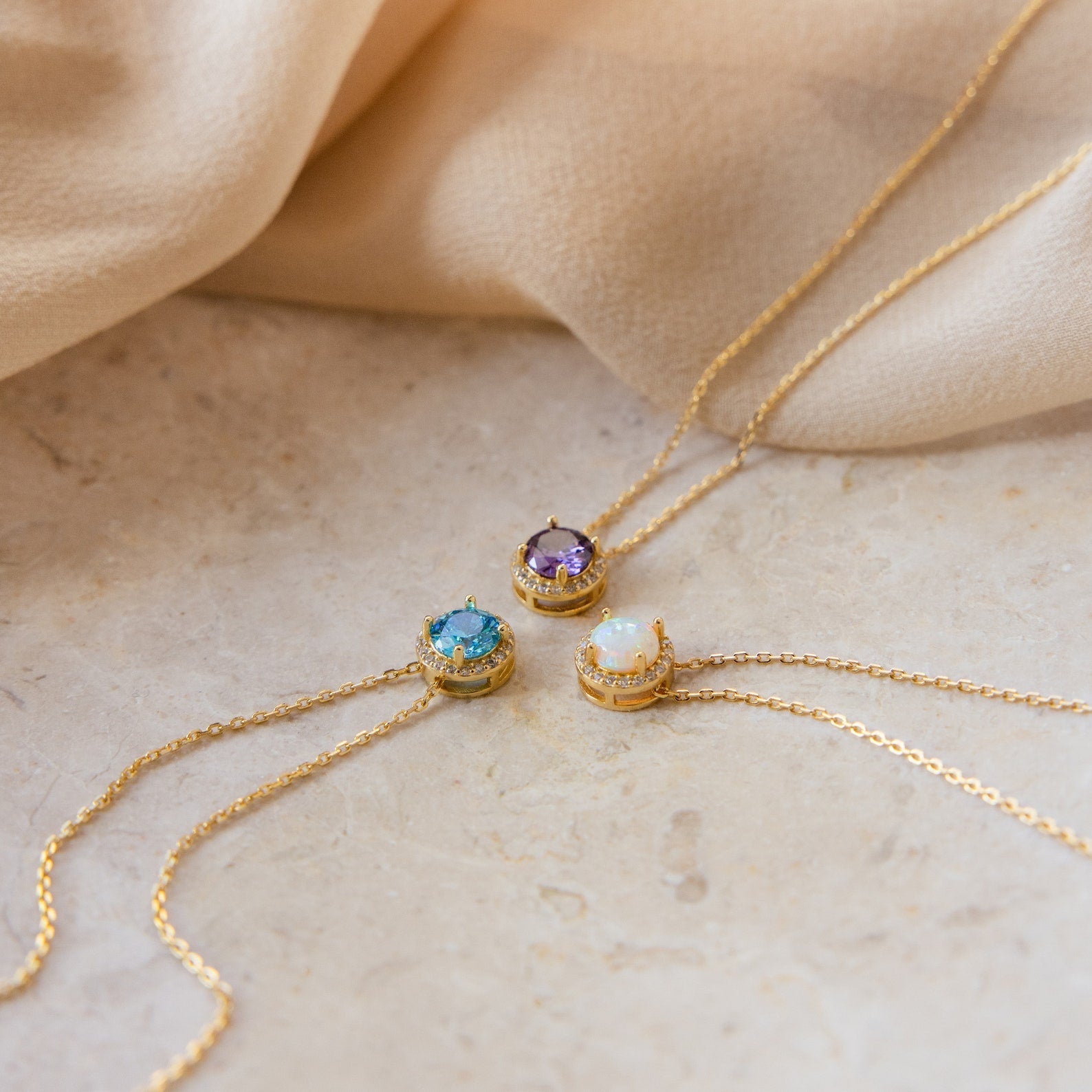 Radiant Elegance: Halo Birthstone Necklace